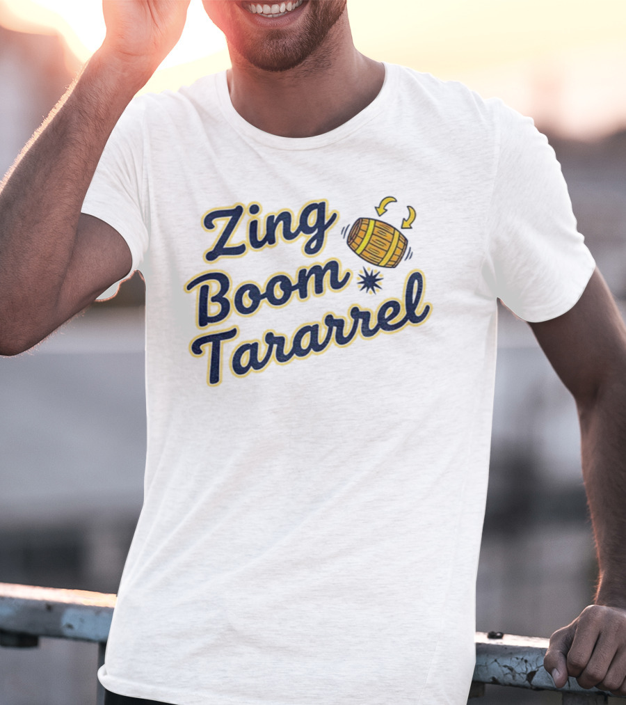 Zing Boom Tararrel Roll Out The Barrel Milwaukee Brewers MLB Barrel Graphic T-Shirt