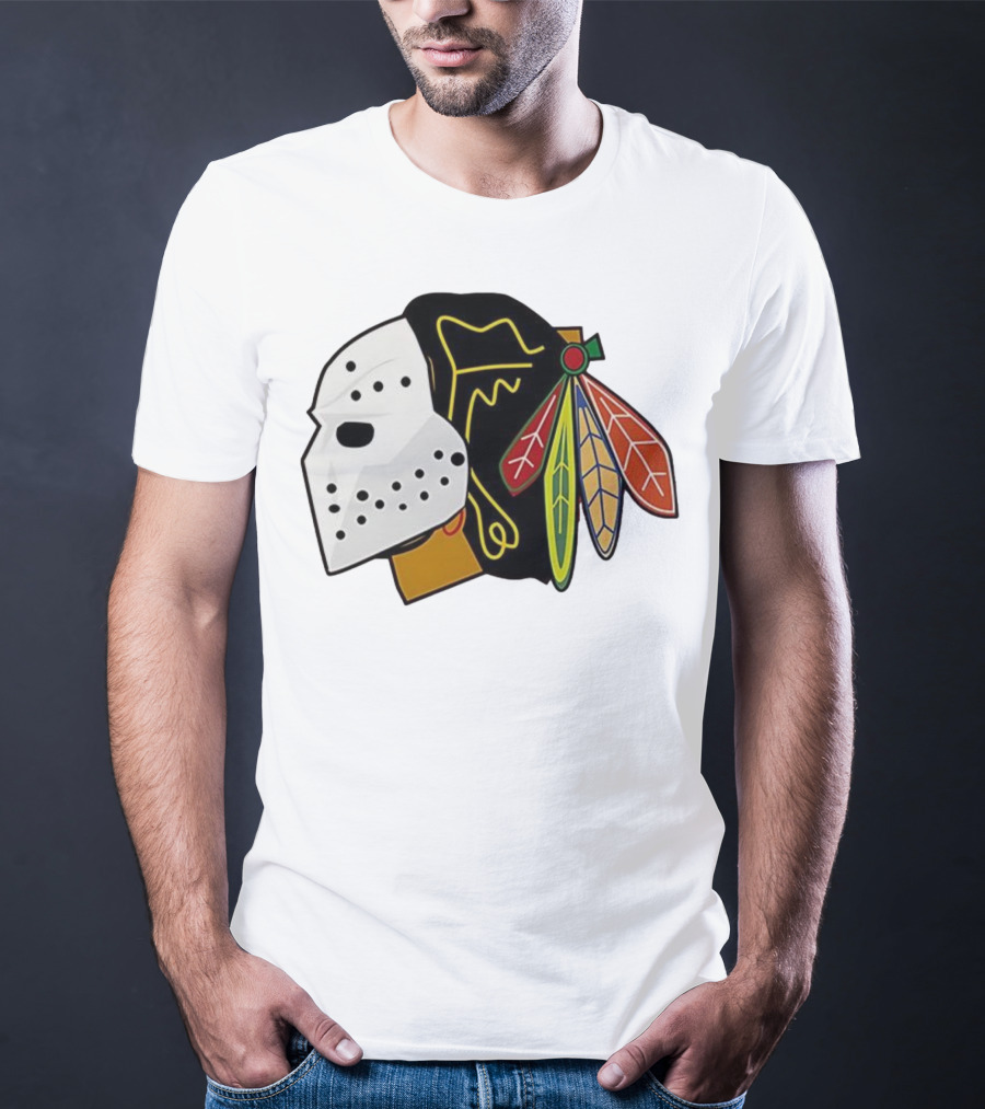 Chicago Blackhawks Hockey Mask Team Colors T-Shirt