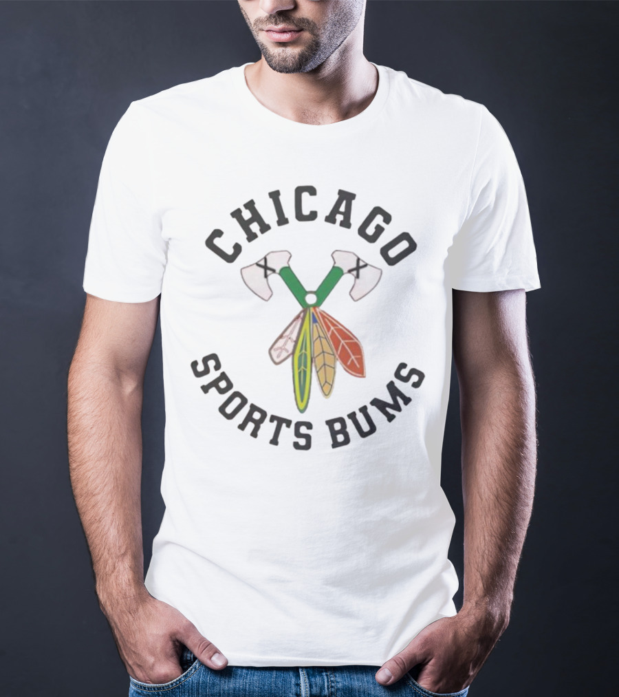 Chicago Sports Bums Hockey Axes Feathers Design T-Shirt