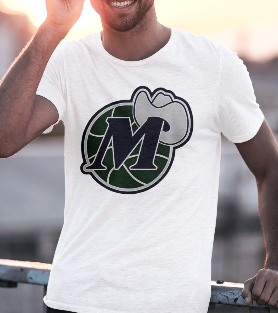 Dallas Mavericks M With Cowboy Hat And Basketball Icon T-Shirt