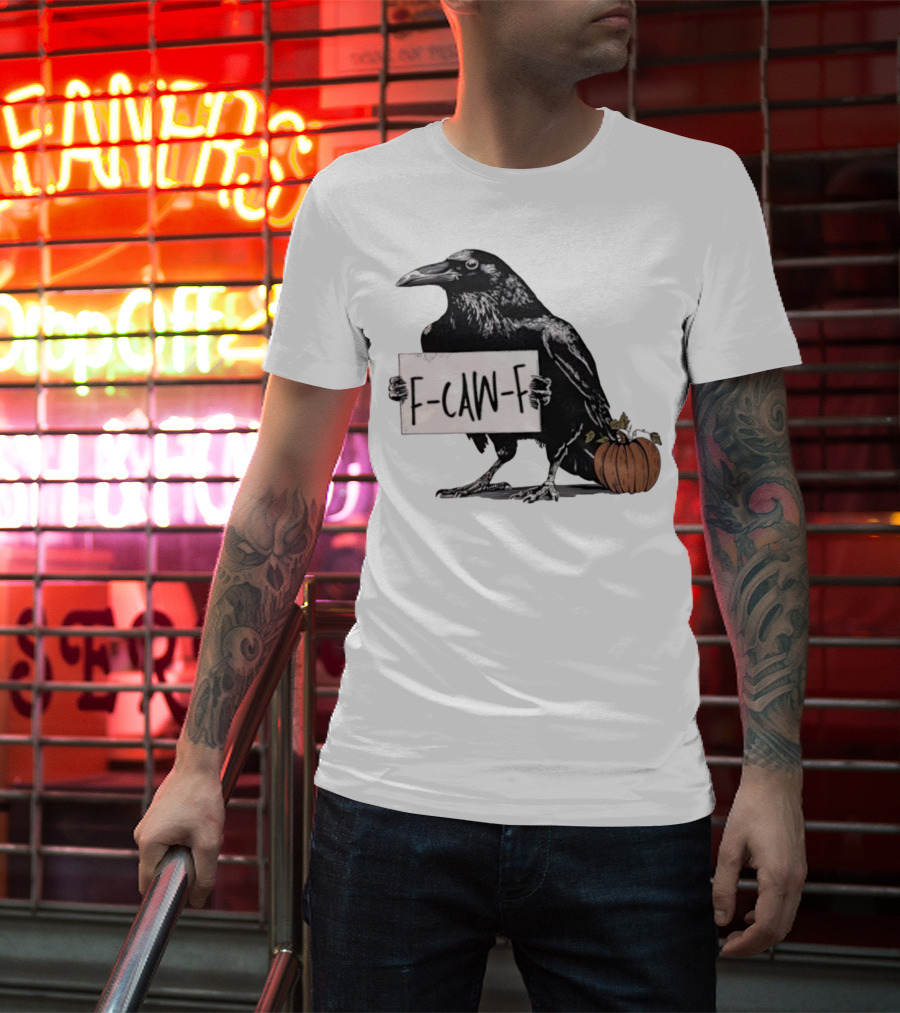 F Caw F Anti Fascism Crow Halloween Raven Pumpkin T-Shirt
