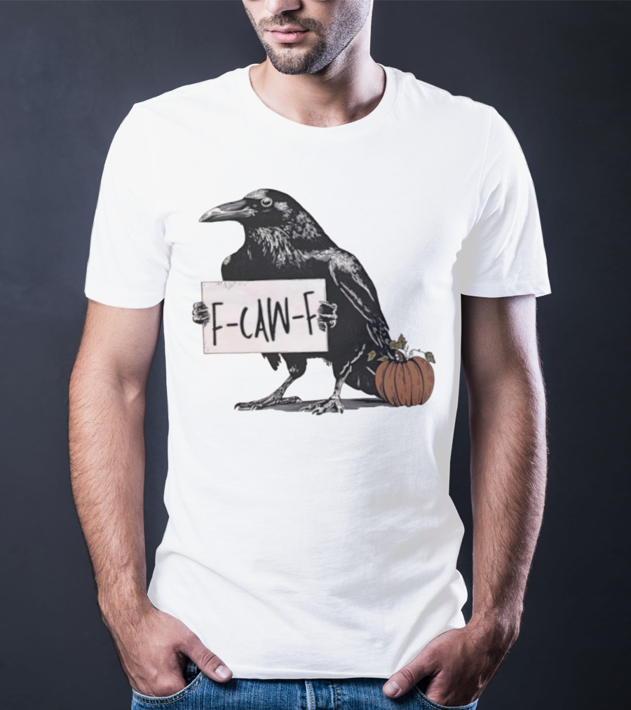 F Caw F Anti Fascism Crow Halloween Raven Pumpkin T-Shirt