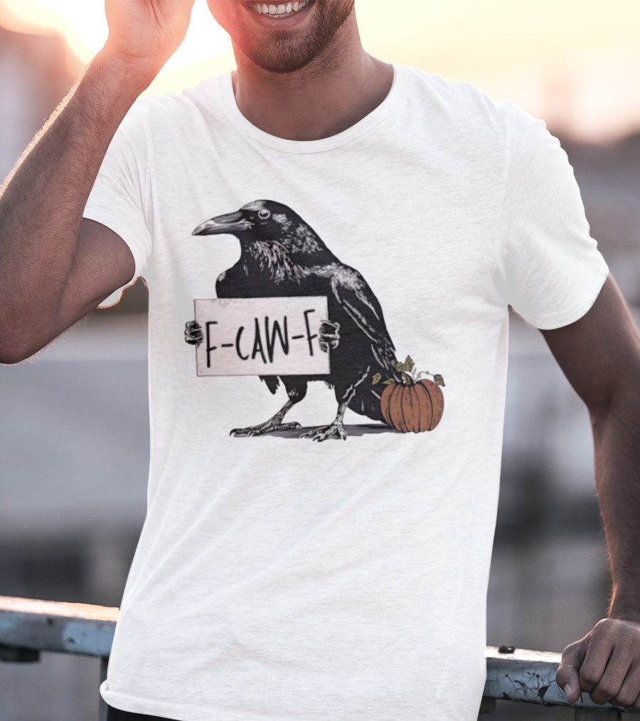F Caw F Anti Fascism Crow Halloween Raven Pumpkin T-Shirt