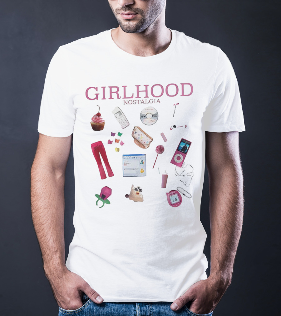 Girlhood Nostalgia 2000s Style Icons IPod Flip Phone Tamagotchi MSN Messenger Cupcake T-Shirt