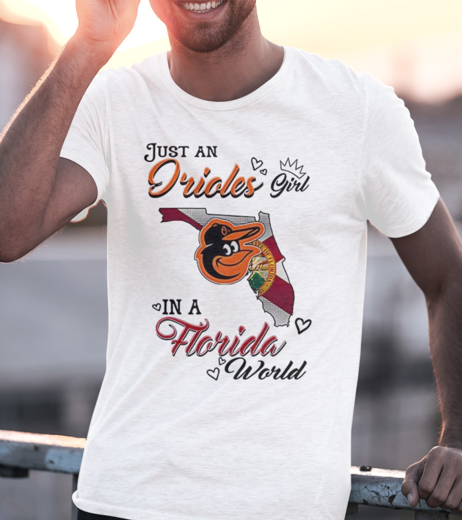 Baltimore Orioles Fan In Florida With State Flag And Mascot T-Shirt