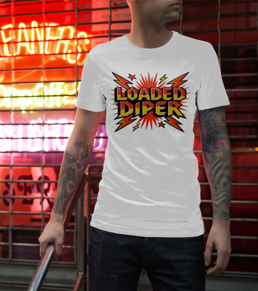 Loaded Diper Band Logo Comic Book Style Explosion Graphic T-Shirt