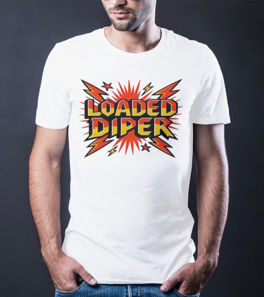 Loaded Diper Band Logo Comic Book Style Explosion Graphic T-Shirt