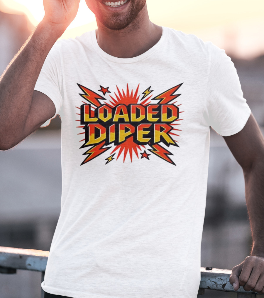 Loaded Diper Band Logo Comic Book Style Explosion Graphic T-Shirt