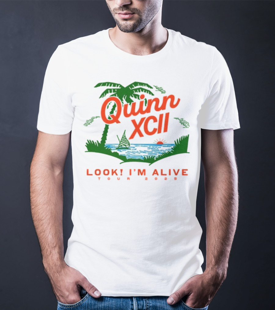 Quinn XCII Look! I’m Alive Tour 2025 Palm Trees Sunset Lake Scene T-Shirt