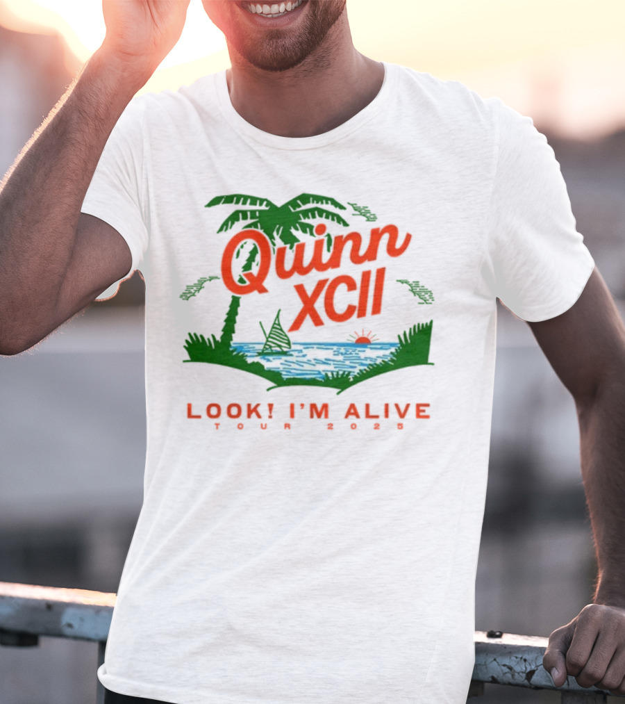 Quinn XCII Look! I’m Alive Tour 2025 Palm Trees Sunset Lake Scene T-Shirt