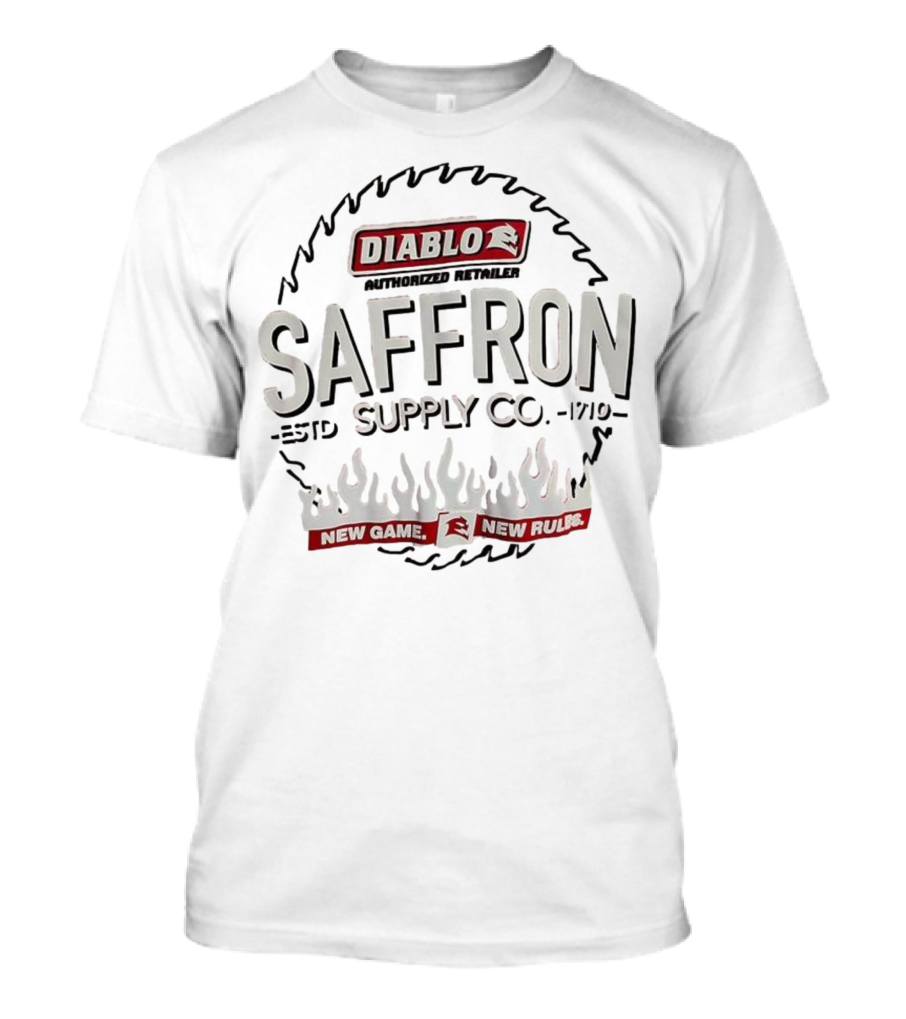 Diablo Authorized Dealer Saffron Supply Co New Game New Rules T-Shirt
