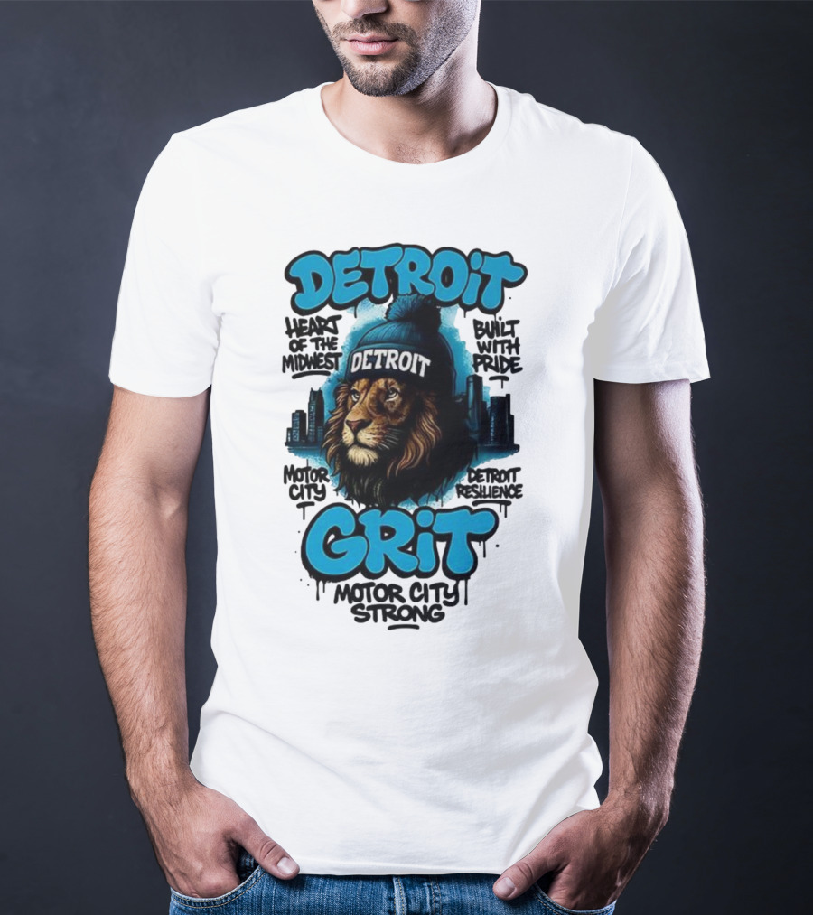 Detroit Grit Motor City Resilience Heart Of The Midwest Bullet With Pride Strong Skyline T-Shirt