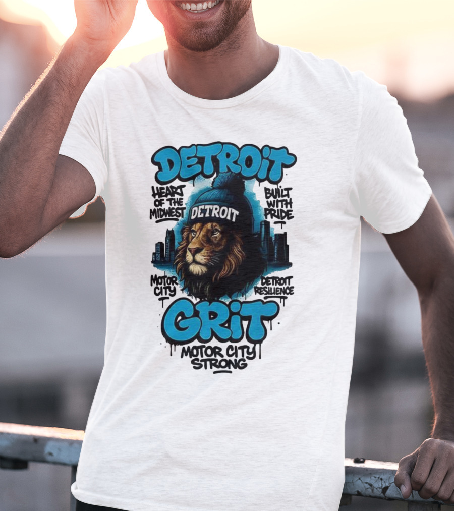 Detroit Grit Motor City Resilience Heart Of The Midwest Bullet With Pride Strong Skyline T-Shirt