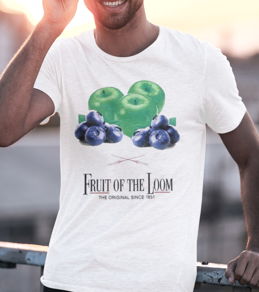 Fruit Of The Loom Original Since 1851 Green Apples Blueberries T-Shirt