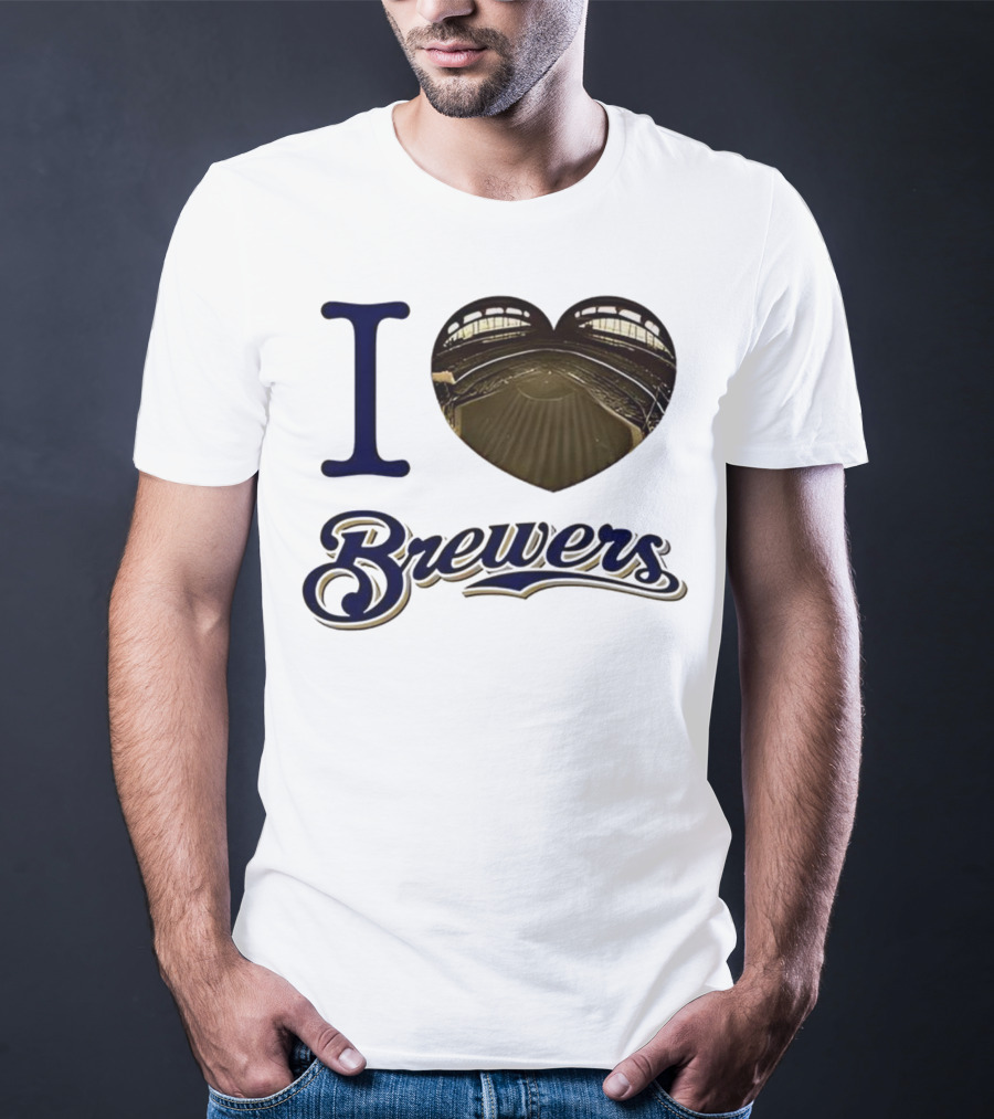 I Love Brewers Heart Stadium Milwaukee MLB T-Shirt