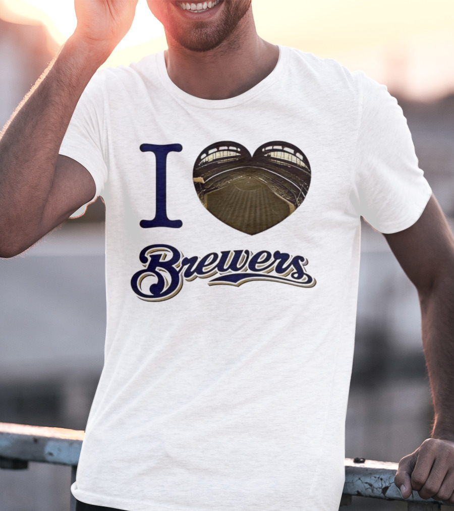 I Love Brewers Heart Stadium Milwaukee MLB T-Shirt