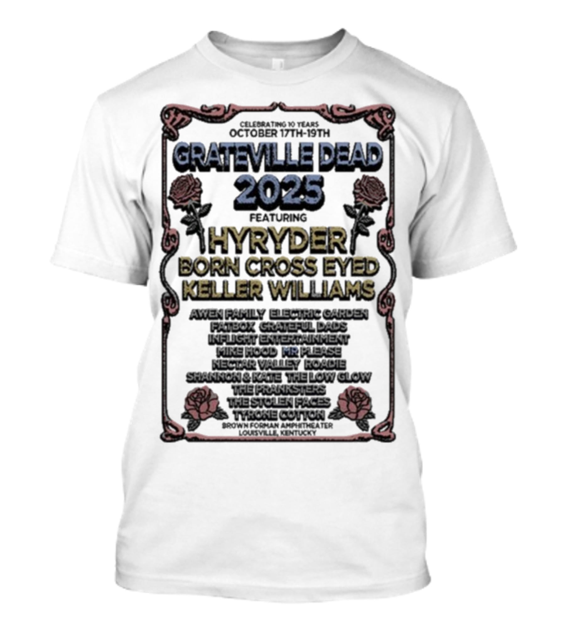 Grateville Dead 2025 Hyrÿder Born Cross Eyed Keller Williams Brown Forman Amphitheater Oct 17-19 T-Shirt
