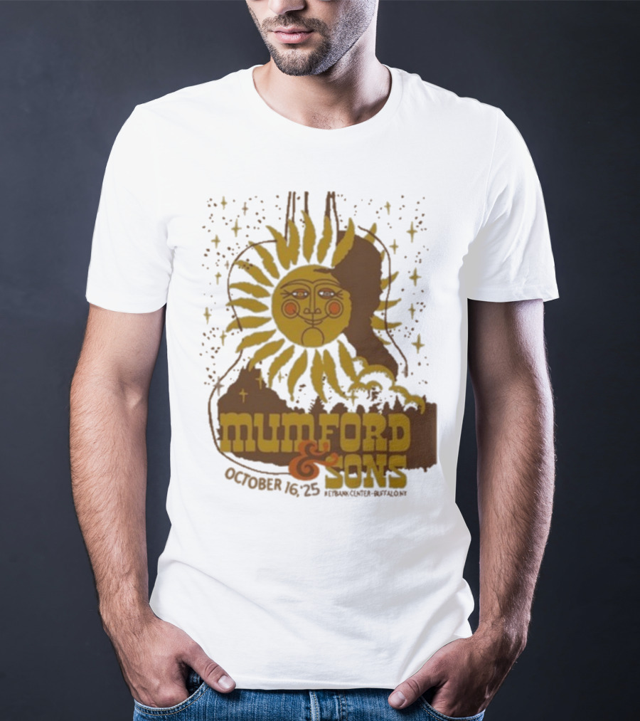 Mumford & Sons 2025 October 16 Pyramid Center Buffalo NY Sun Guitar T-Shirt