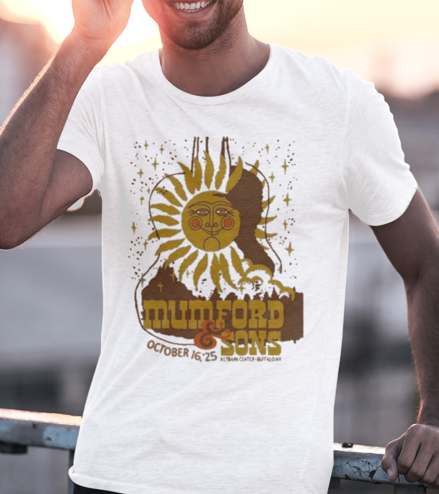 Mumford & Sons 2025 October 16 Pyramid Center Buffalo NY Sun Guitar T-Shirt
