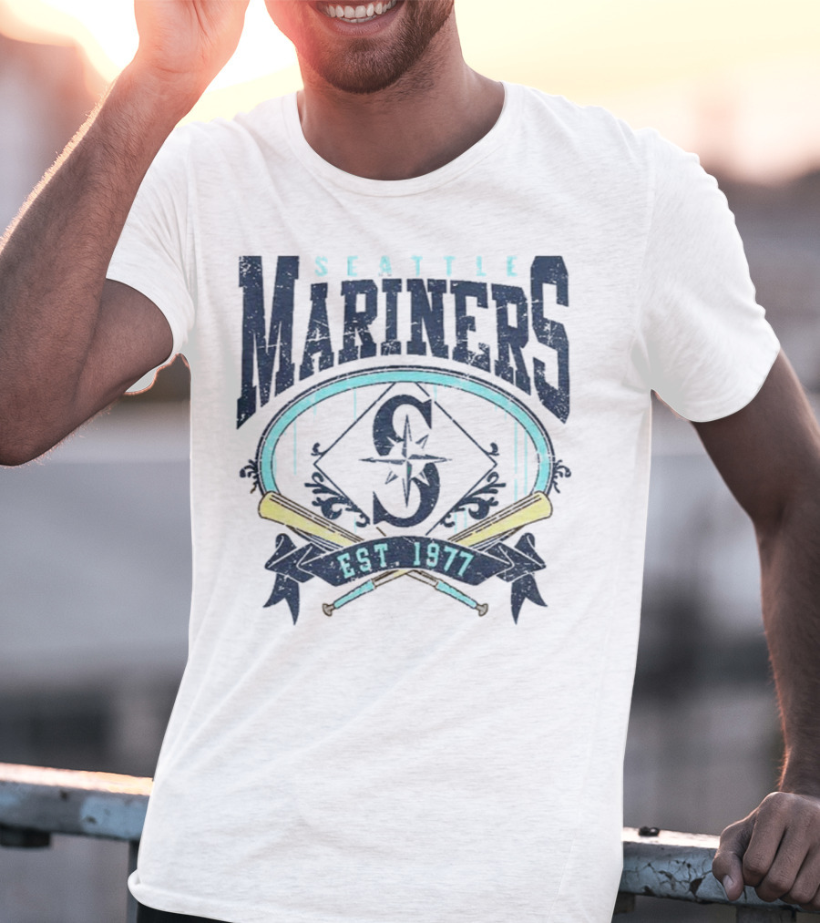 Seattle Mariners MLB Vintage 1977 Baseball Est S Compass Crossbats T-Shirt