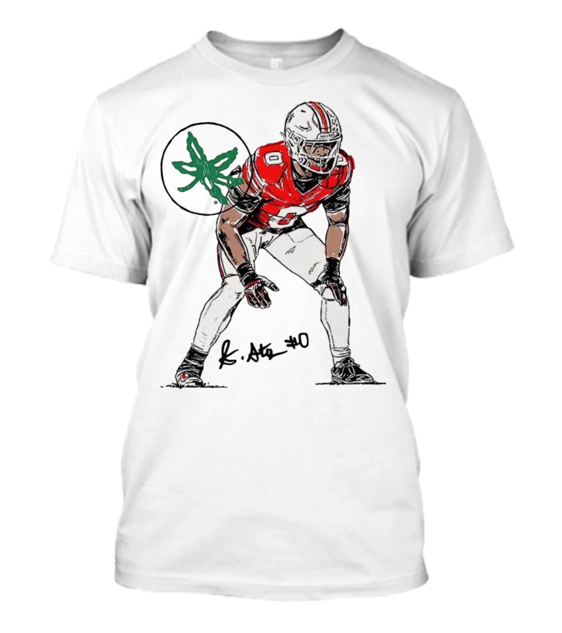 Sonny Styles Ohio State Buckeyes Football Number 0 Player With Signature And Leaf Symbol T-Shirt