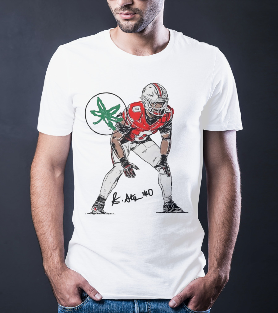 Sonny Styles Ohio State Buckeyes Football Number 0 Player With Signature And Leaf Symbol T-Shirt