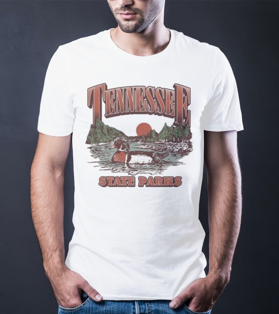 Tennessee State Parks Wood Duck With Scenic Forest And River Scene T-Shirt