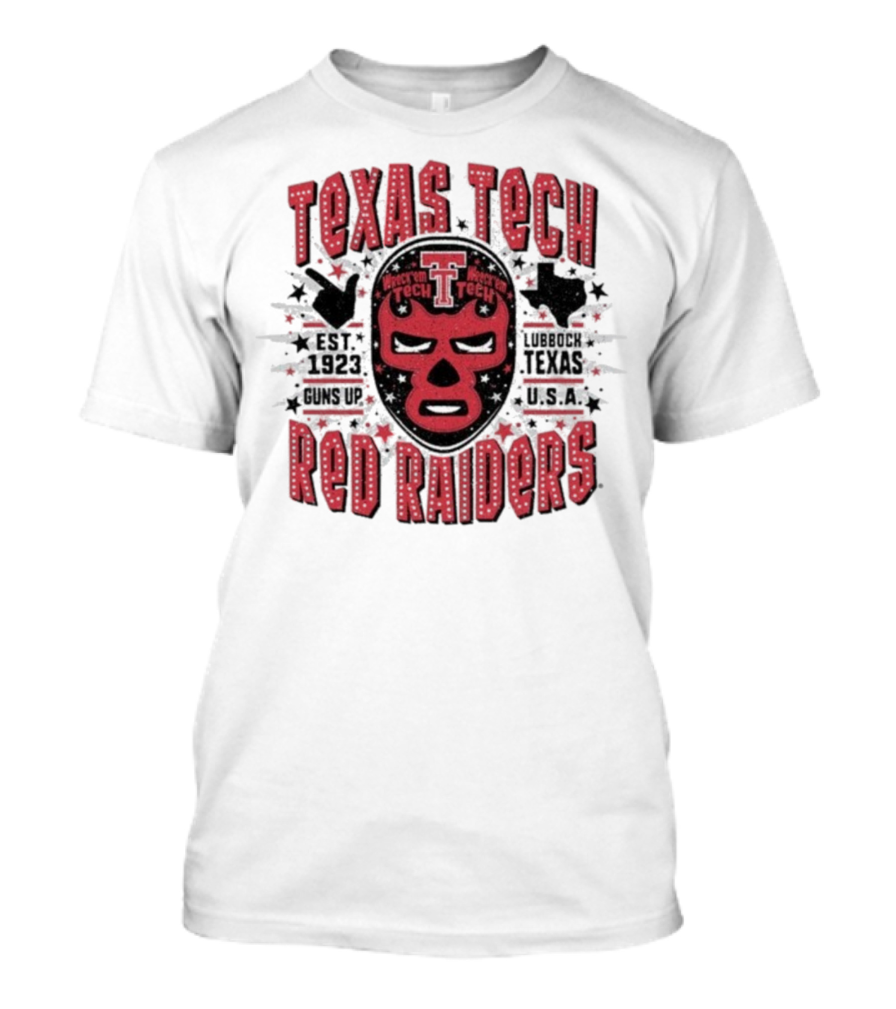 Texas Tech Red Raiders Lubbock Texas USA Luchador Mask Guns Up Est 1923 Iconic Symbol T-Shirt