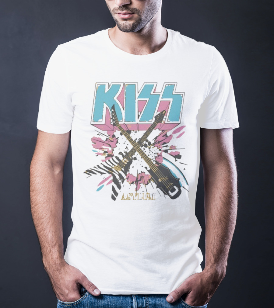 Kiss Asylum Crossed Guitars Burst Design T-Shirt