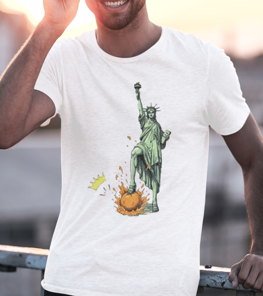 No Kings In America Statue Of Liberty Crown Orange Anti Trump Vintage T-Shirt