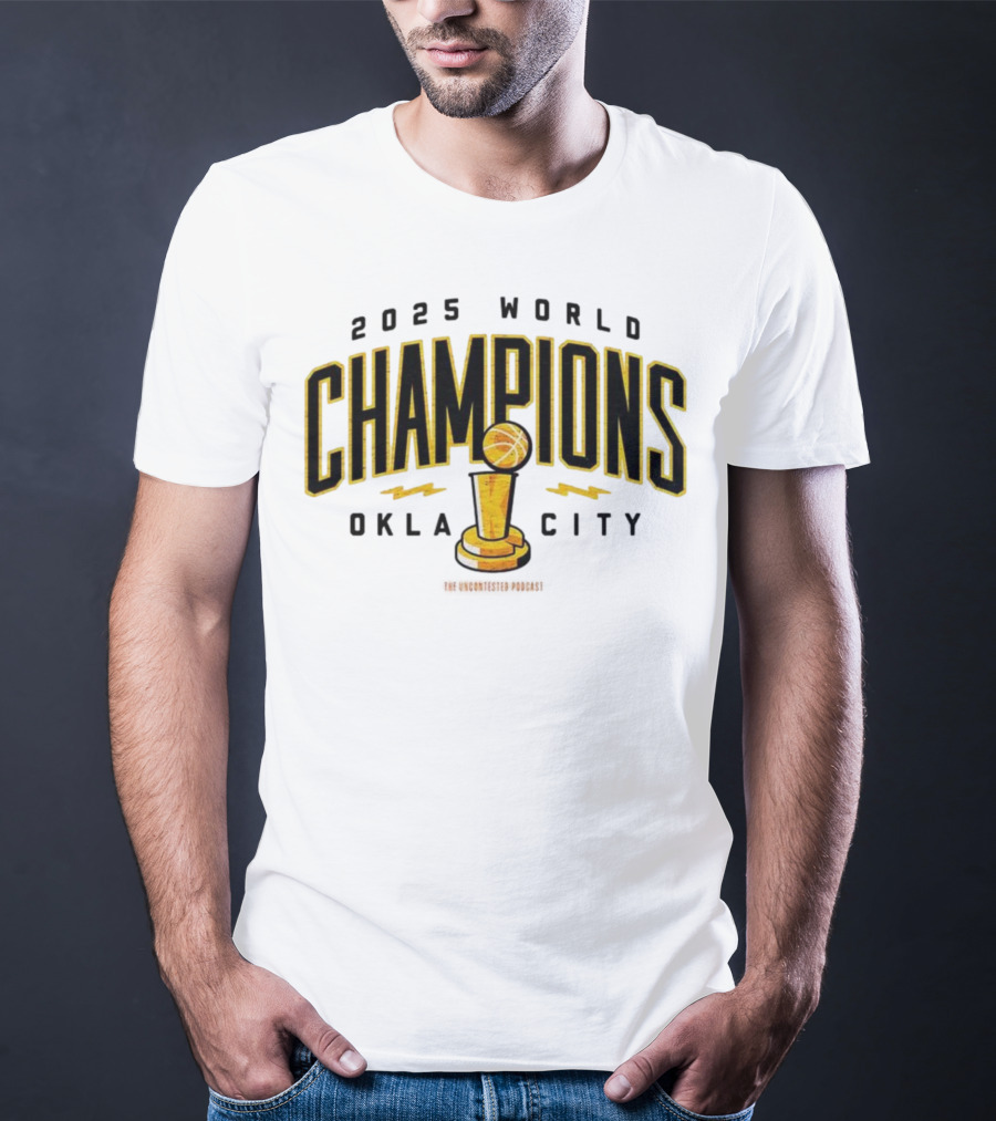 2025 World Champions Oklahoma City Basketball Trophy T-Shirt