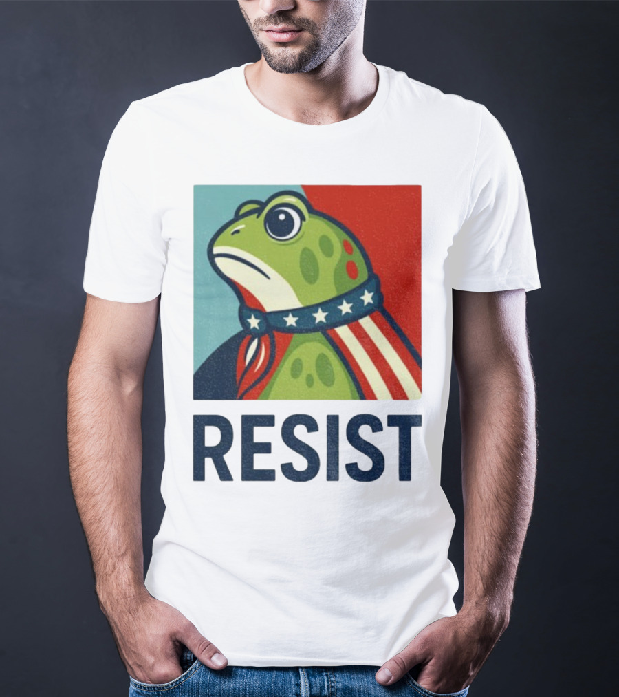 Resist Portland Frog Patriotic Stars And Stripes Retro Art T-Shirt