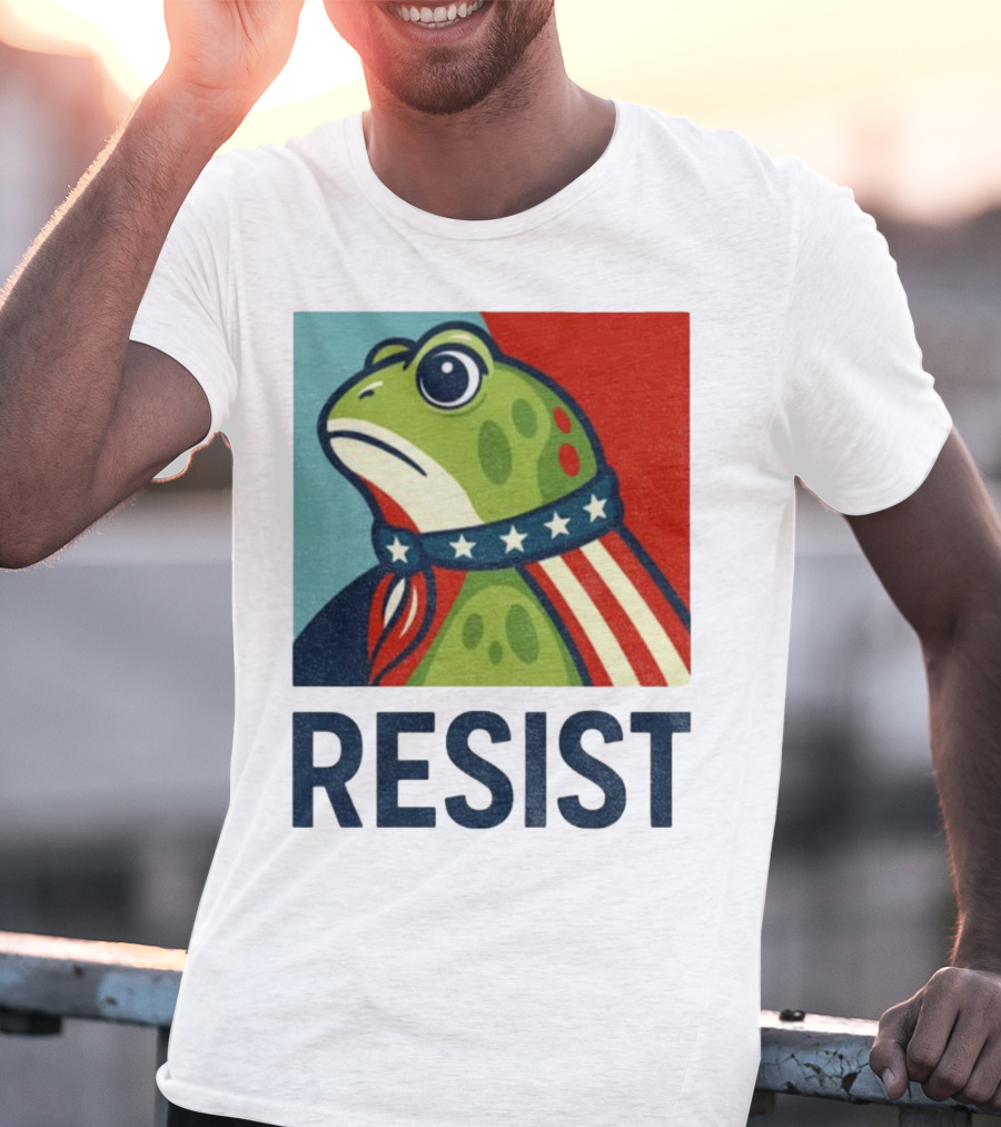 Resist Portland Frog Patriotic Stars And Stripes Retro Art T-Shirt