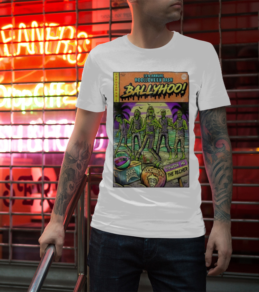 18th Annual Hoolloween Bash Ballyhoo October 17 2025 The Recher Towson MD Palm Trees Zombies T-Shirt