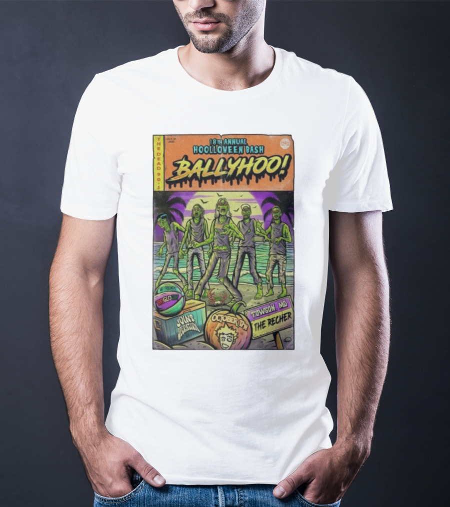 18th Annual Hoolloween Bash Ballyhoo October 17 2025 The Recher Towson MD Palm Trees Zombies T-Shirt
