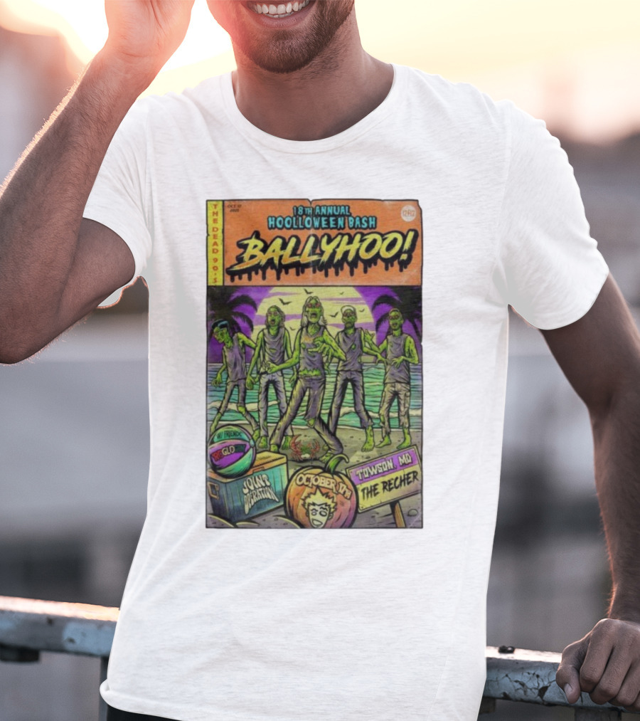 18th Annual Hoolloween Bash Ballyhoo October 17 2025 The Recher Towson MD Palm Trees Zombies T-Shirt