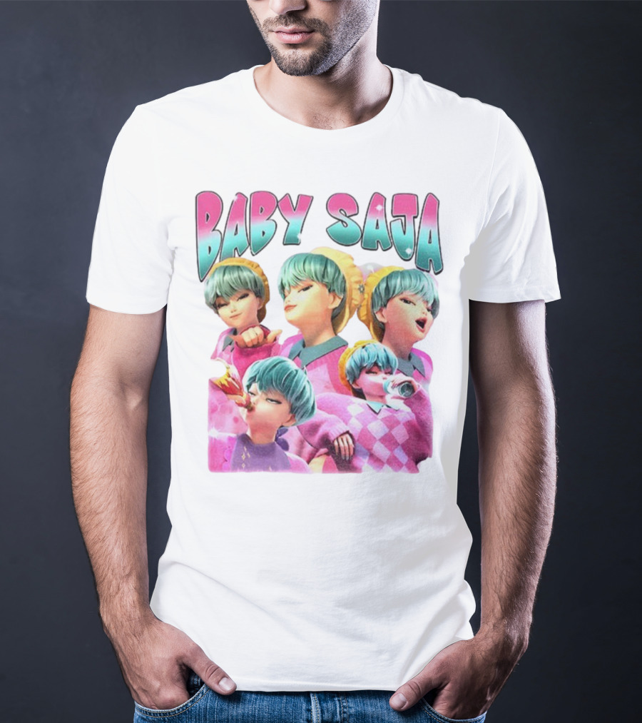 Baby Saja Drinking Soda Cool Anime Character Theme T-Shirt