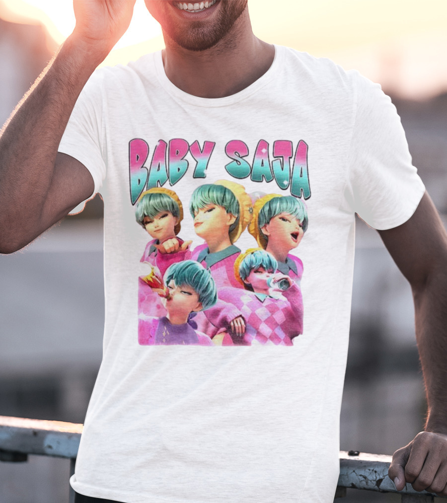 Baby Saja Drinking Soda Cool Anime Character Theme T-Shirt