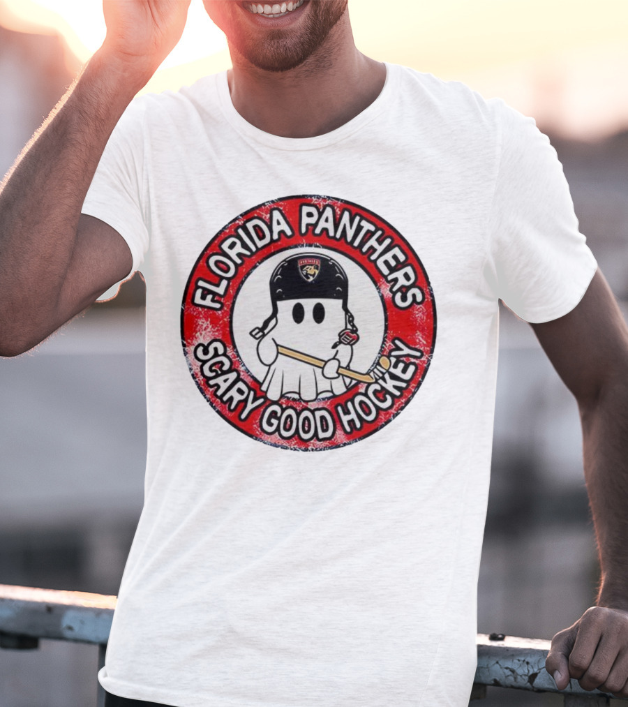 Florida Panthers Scary Good Hockey Ghost With Stick And Helmet T-Shirt