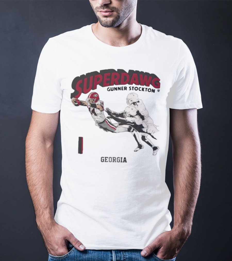 SuperDawg Gunner Stockton Georgia Football Player Action T-Shirt