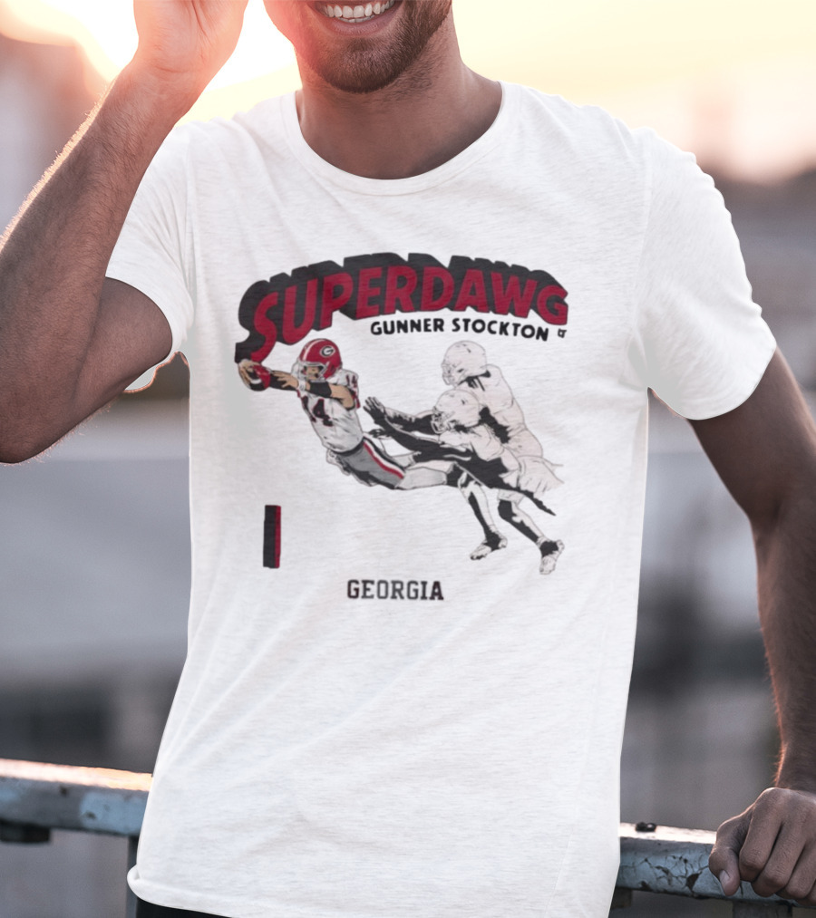SuperDawg Gunner Stockton Georgia Football Player Action T-Shirt