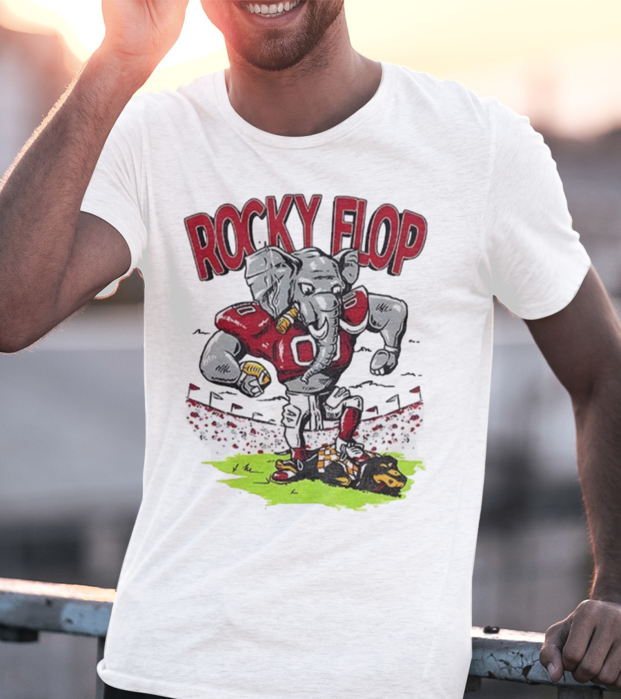 Rocky Flop Alabama Crimson Tide Football Elephant Dominating Georgia Bulldogs T-Shirt