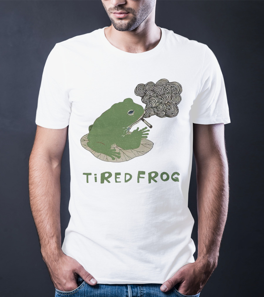 Tired Frog Smoking Meme Japanese Style Smoking Frog T-Shirt