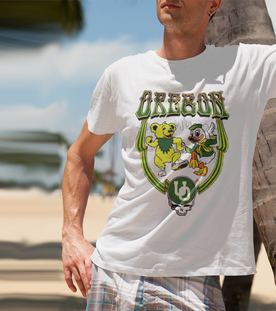 Oregon Ducks Grateful Dead Dancing Bear X Donald Duck Collaboration T-Shirt