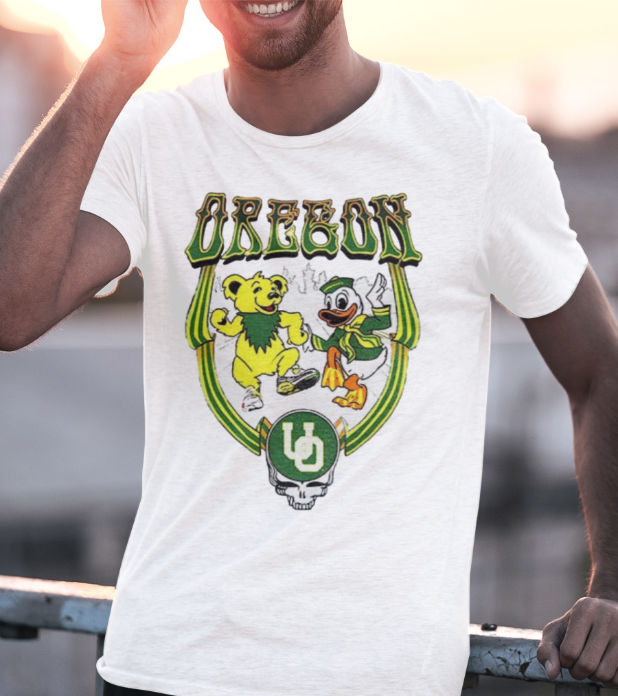 Oregon Ducks Grateful Dead Dancing Bear X Donald Duck Collaboration T-Shirt