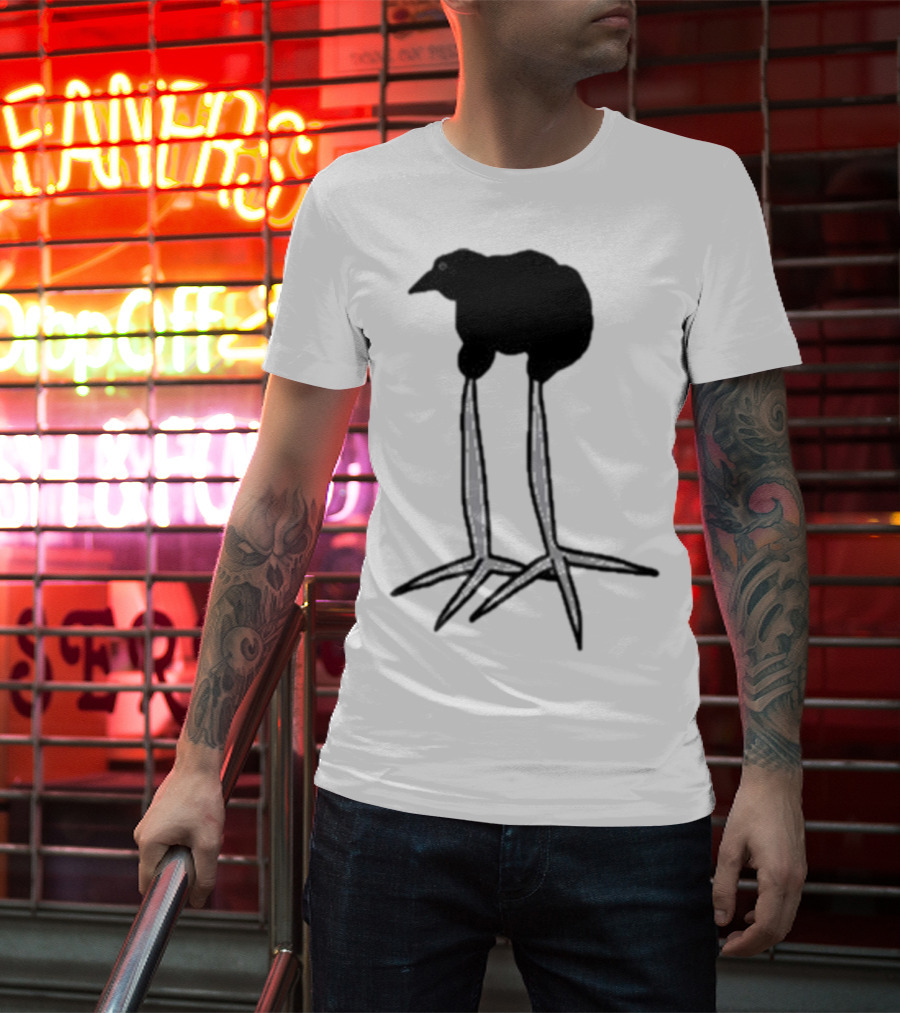 Zasha Charcoal Raven Bird Long Legs T-Shirt