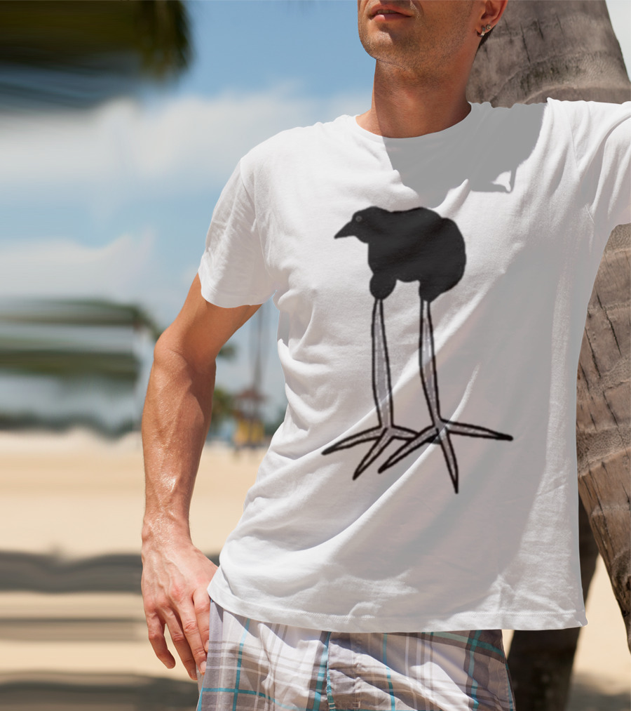 Zasha Charcoal Raven Bird Long Legs T-Shirt