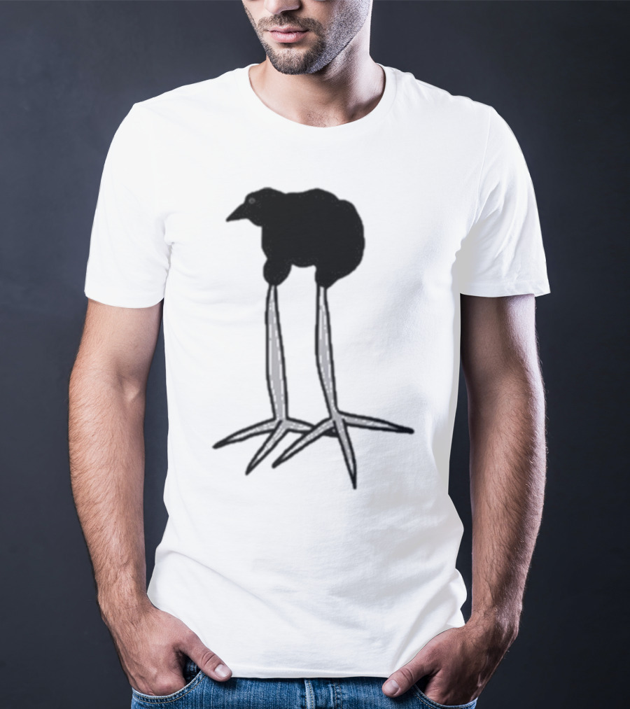 Zasha Charcoal Raven Bird Long Legs T-Shirt
