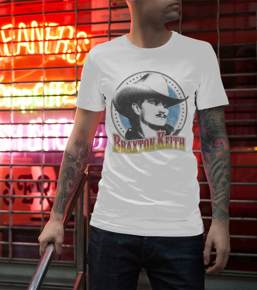 Braxton Keith Western Cowboy Style Headshot Retro Design T-Shirt