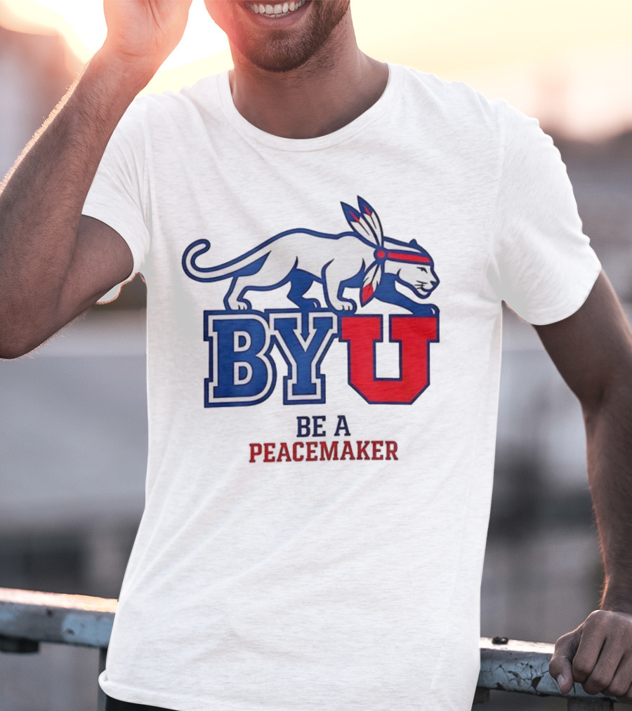 BYU Be A Peacemaker Cougar Logo T-Shirt